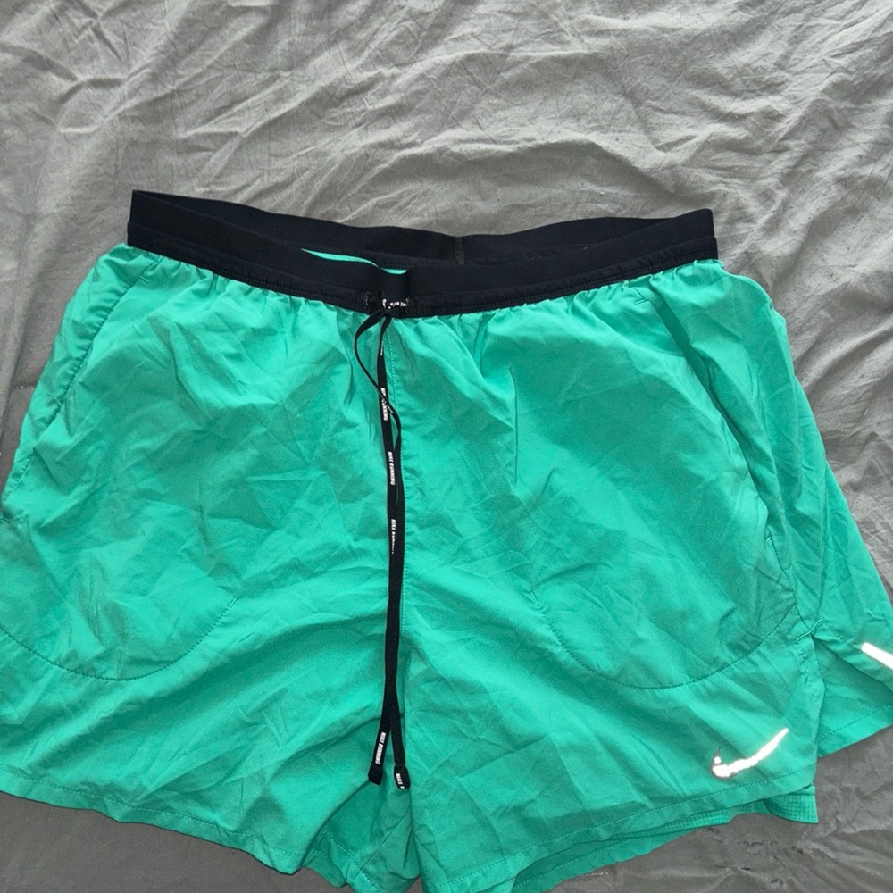 Teal Athletic Shorts with Black Waistband